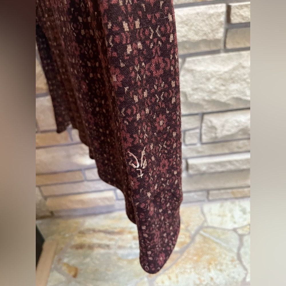 Ibex Juliet 100% Merino Wool Cardigan Zip Sweater Brown Print Medium - Picture 10 of 13
